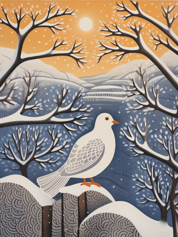 Winter Bird Painting Dove 1