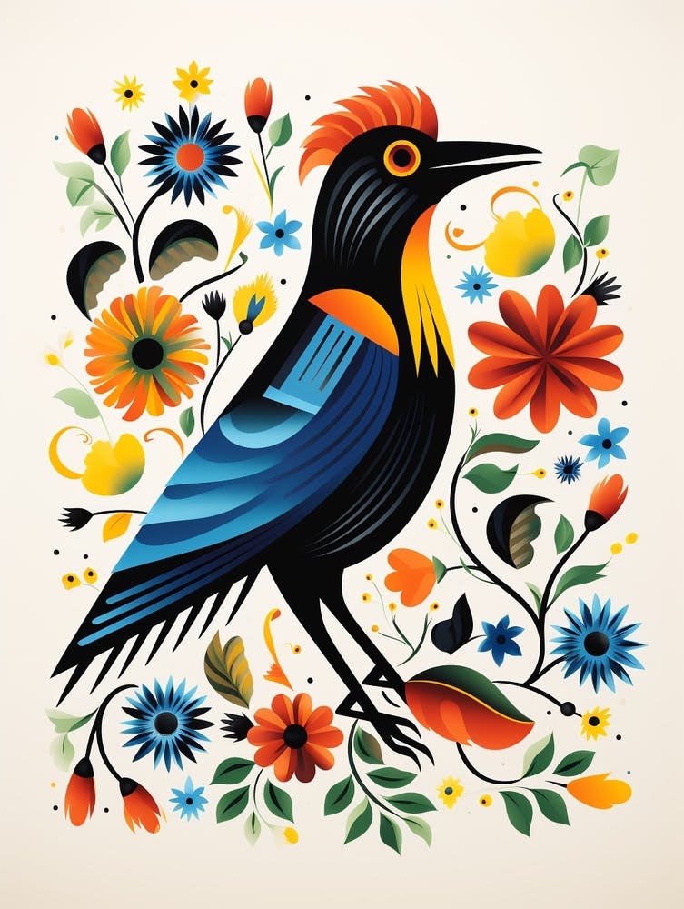 Scandinavian Bird Illustration Crow 1