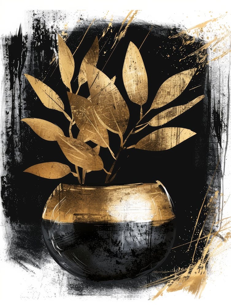 Gold Leaves In A Vase 4
