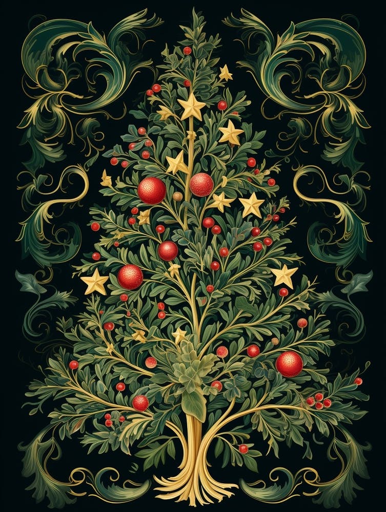 William Morris Style Christmas Tree 12