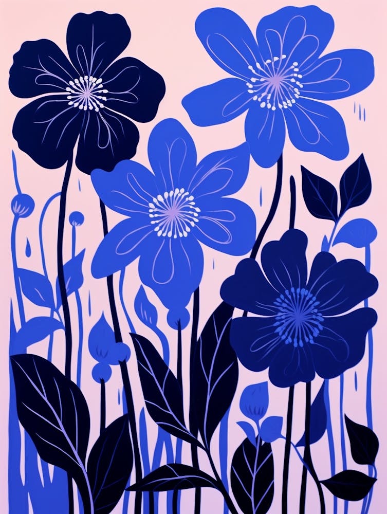 Blue Flower Illustration Columbine 2