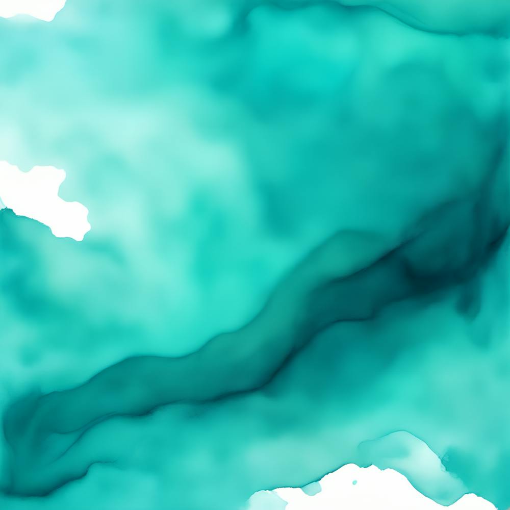 Beautiful aqua teal abstract background. Drawn, hand-painted aquarelle. Wet watercolor pattern. Artistic background with copy space for design. Vivid web banner. Liquid, flow, fluid effect.