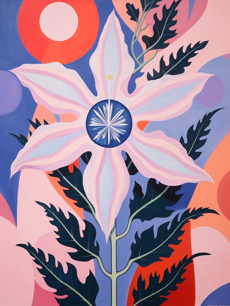 Larkspur 4 Hilma Af Klint Inspired Pastel Flower Painting