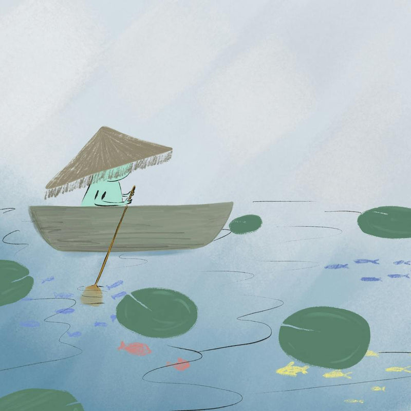 Calm Sailing Lake Illustration Square