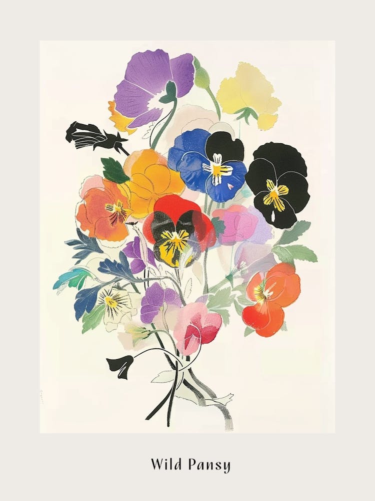 Wild Pansy 1 Collage Flower Bouquet Poster