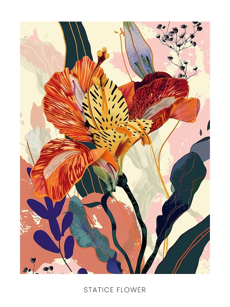Colourful Flower Illustration Poster Statice Flower 2