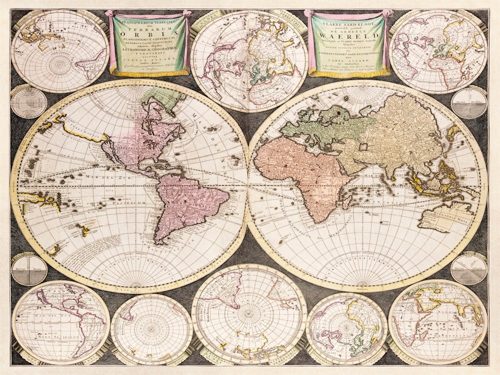 Vlakke Aard Kloot Gemeenlyk Genaamd De Geheele Waereld (1696)