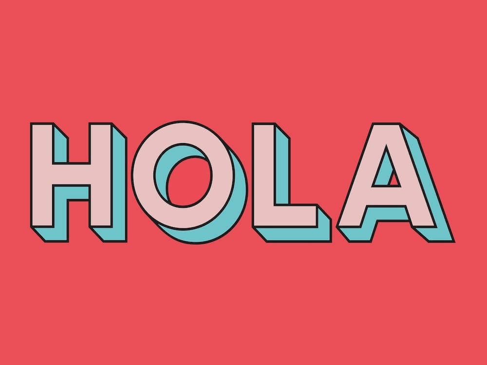 Hola Greeting Typography Coral & Turquoise