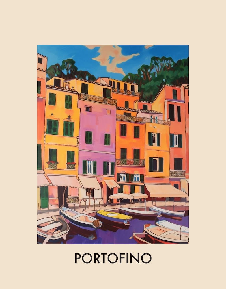 Portofino Italy 12 Vintage Travel Poster