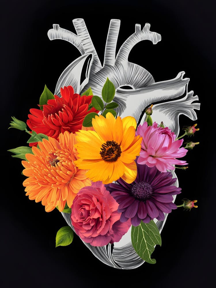 Heart in Bloom - A Fusion of Anatomy and Nature