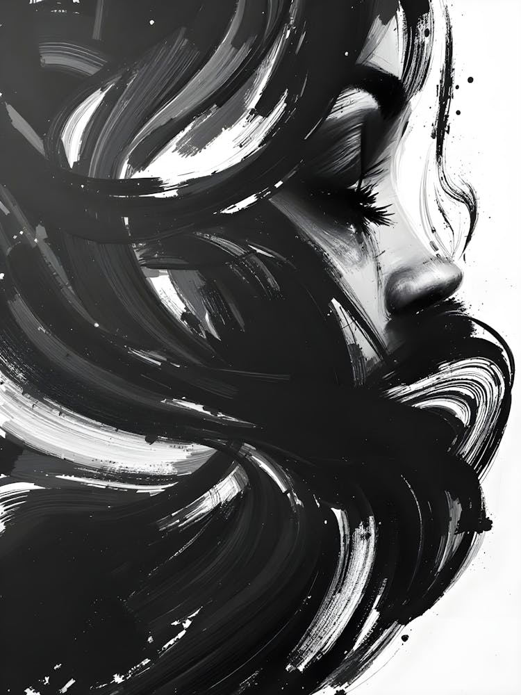 A black and white abstract Woman Portrait