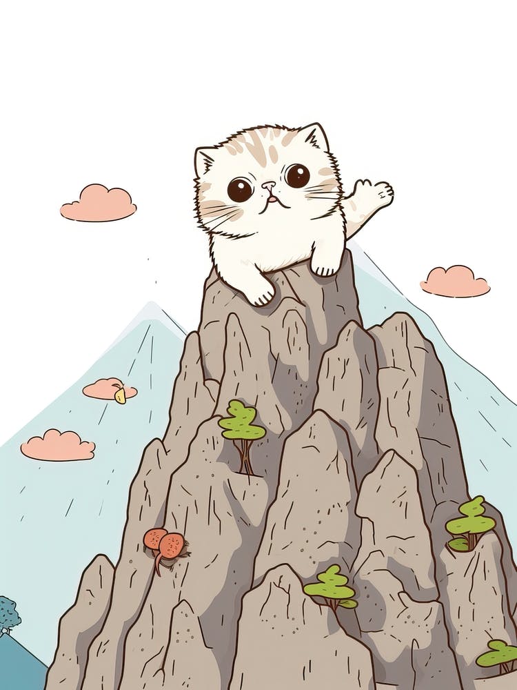 Kawaii Cat Drawings Rock Climbing 2
