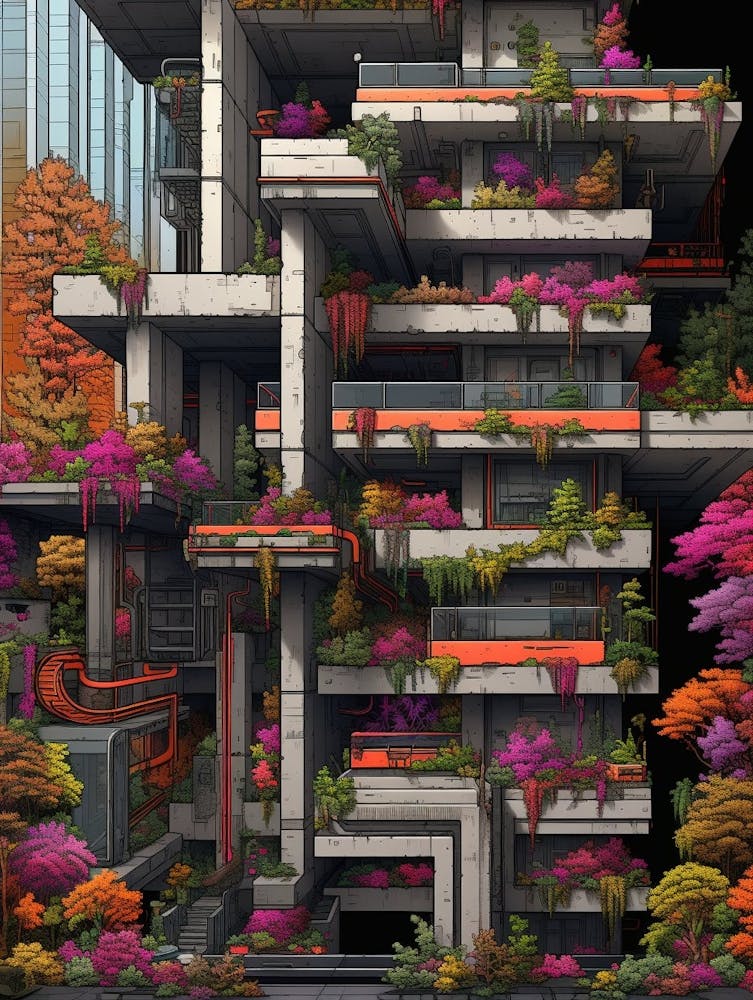 Brutalist Architecture Pixel Art 7