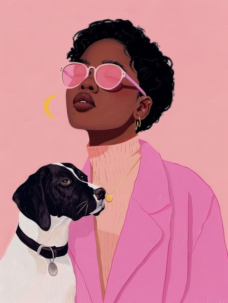 Black Woman With Dog