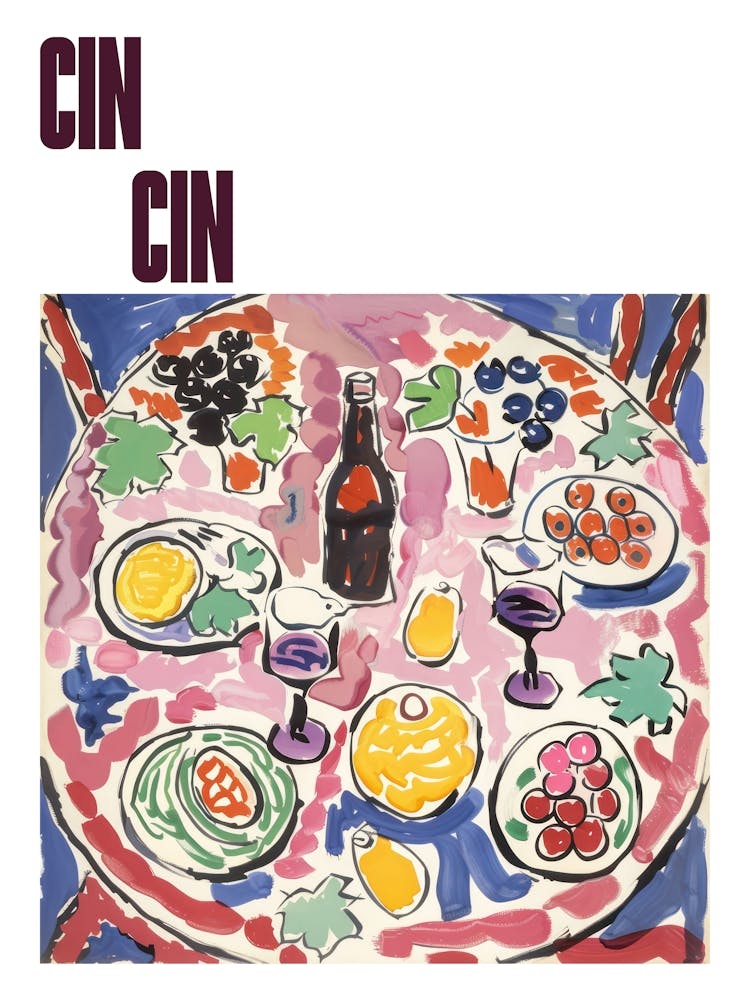 Cin Cin Poster Table With Wine Matisse Style 9