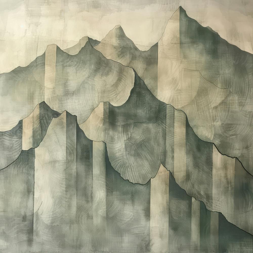 Japanese Watercolour Of Mount Hotaka 5