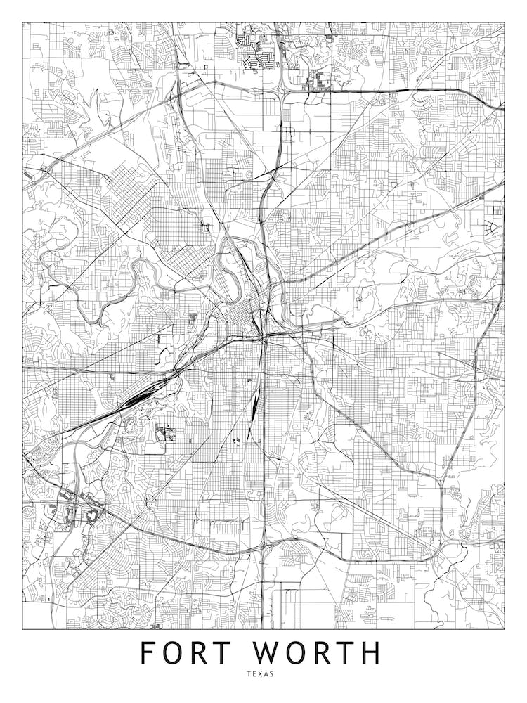Fort Worth White Map