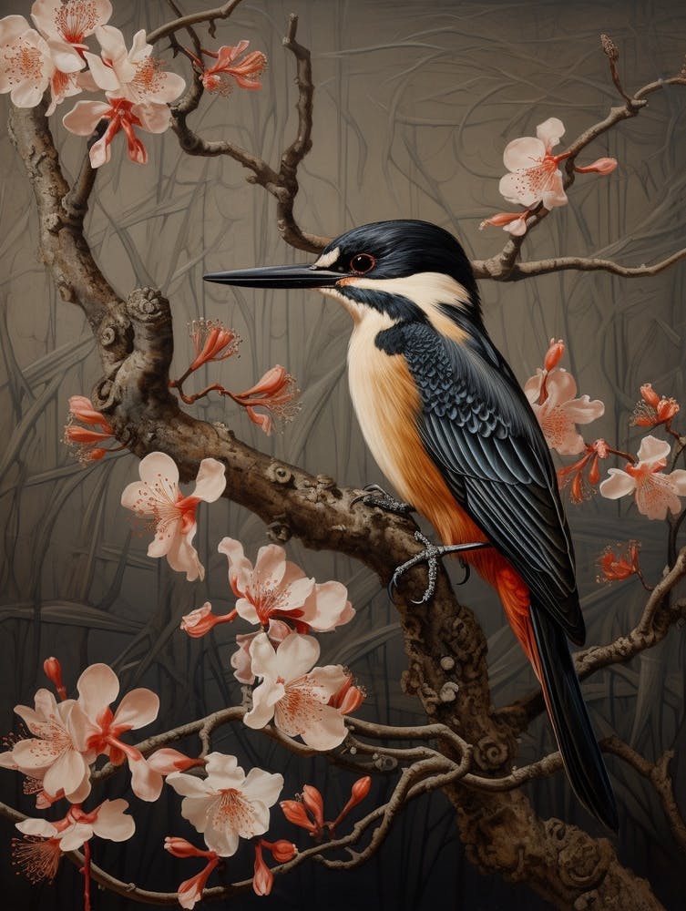 Dark And Moody Botanical Kingfisher 4