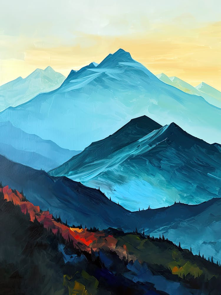 Tranquil Tempest: Minimalist Mountains