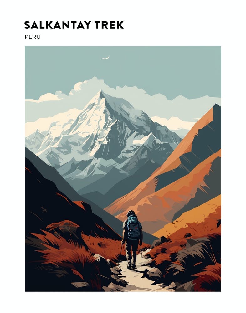 Salkantay Trek Peru 3 Hiking Trail Landscape Poster