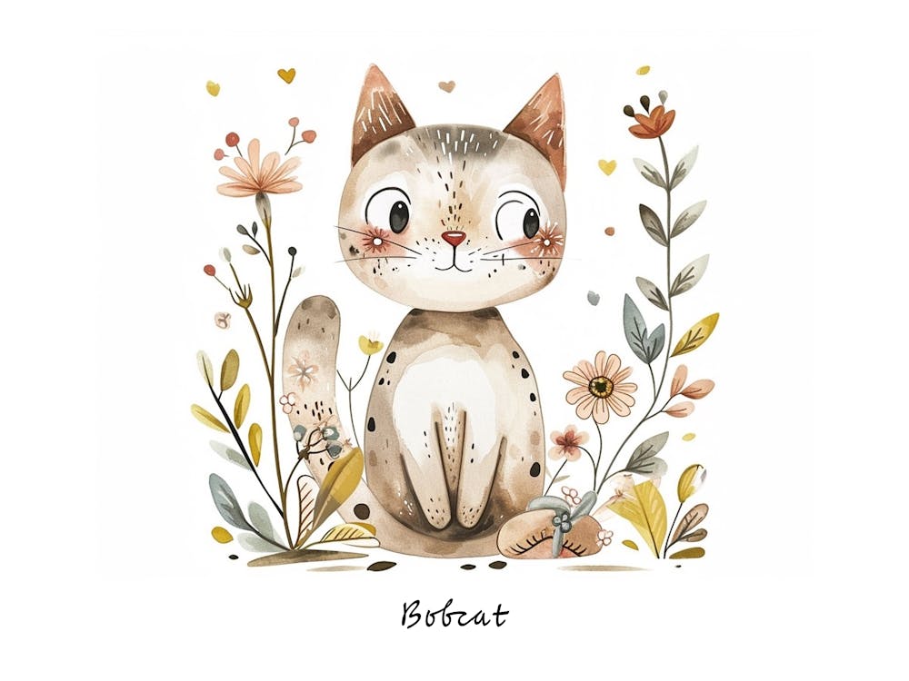 Little Floral Bobcat 1 Poster