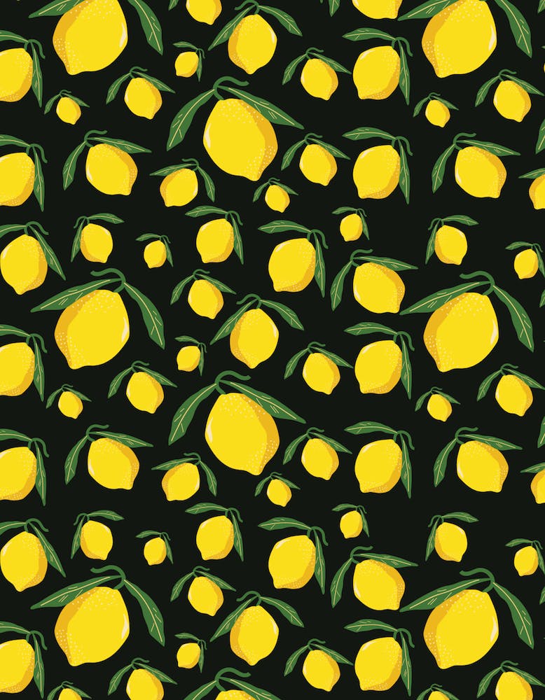 Lemon Pattern w/ Black Background