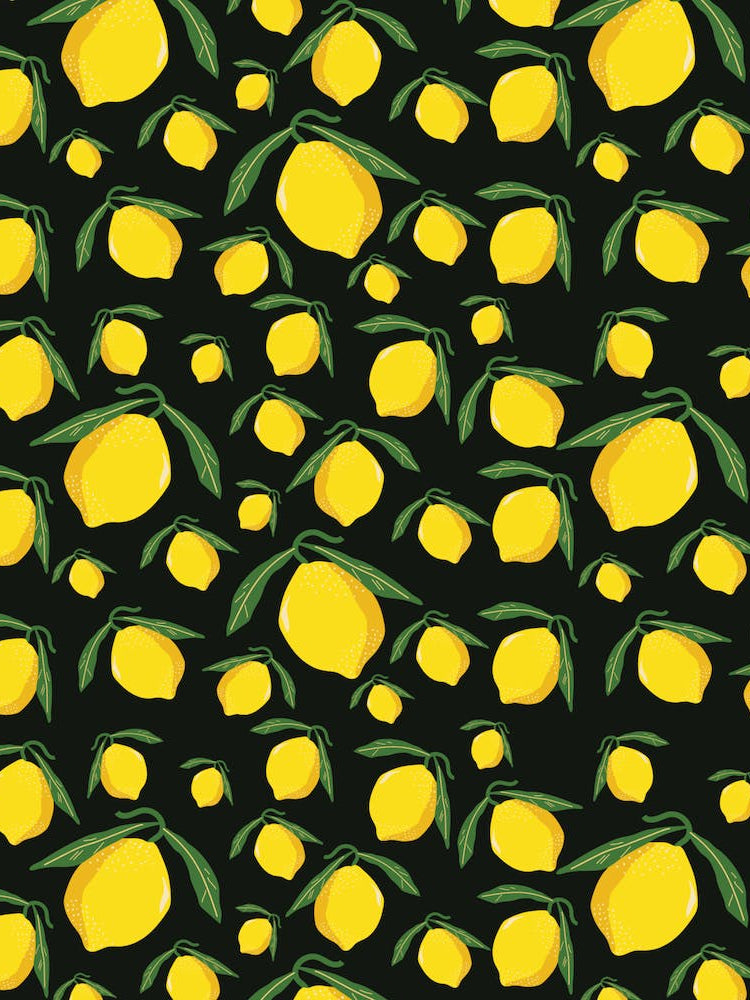 Lemon Pattern w/ Black Background