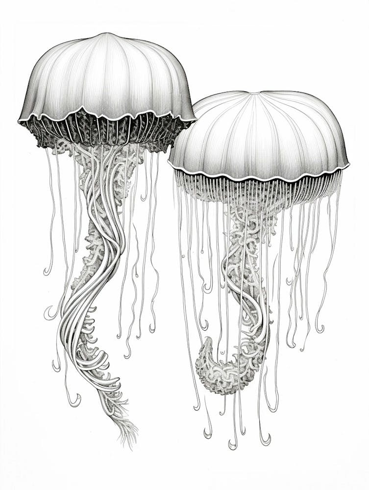 Mauve Stinger Jellyfish Drawing 1