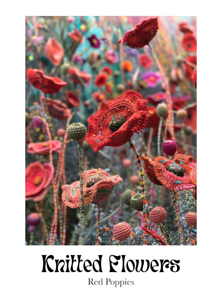 Knitted Flowers Red Poppies 3