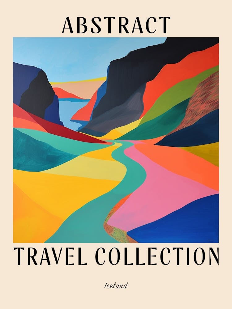 Abstract Travel Collection Poster Iceland 2