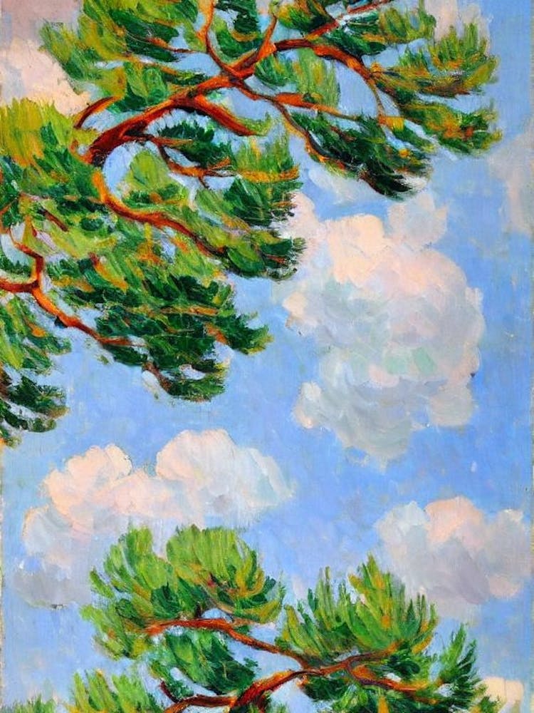 European Silver Fir 2 tree Abstract Block Colour