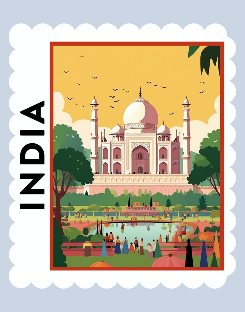 India Travel Stamp Poster