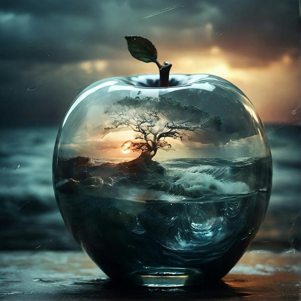 Nature Magic : Earth's Elegance in a Crystal Apple Ballet