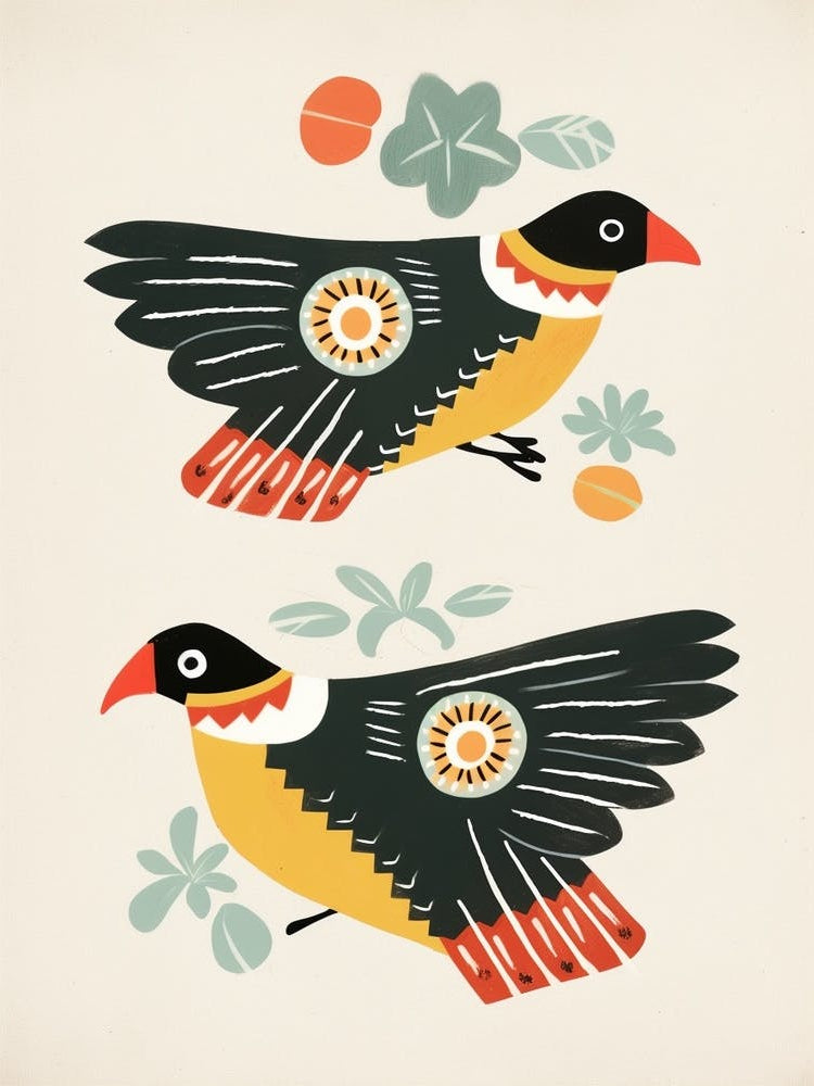 Folk Style Bird Painting Crested Caracara 2