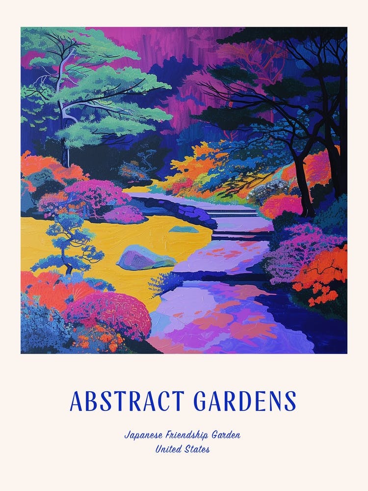 Colourful Gardens Japanese Friendship Garden Usa 2 Blue Poster