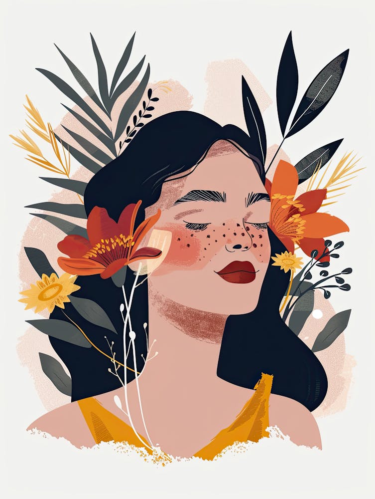 Woman With Flowers, Boho