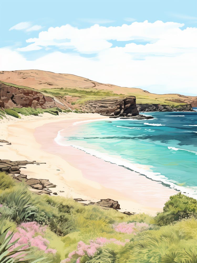 A Sketch Of Anakena Beach, Easter Island Chile 2