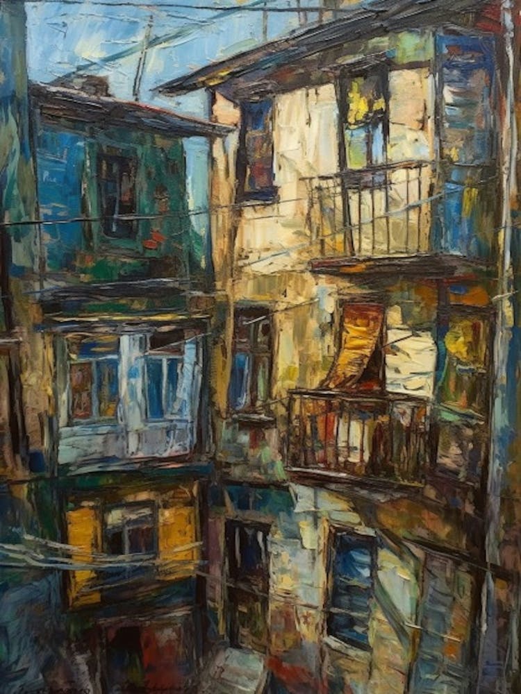 Window View Of Buenos Aires In The Style Of Expressionism 2