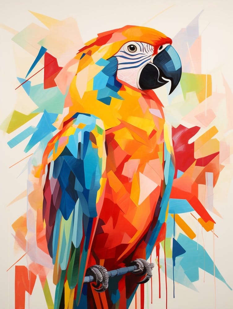 Bird Painting Collage Macaw 2