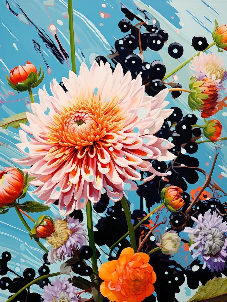 Surreal Florals Asters 7 Flower Painting