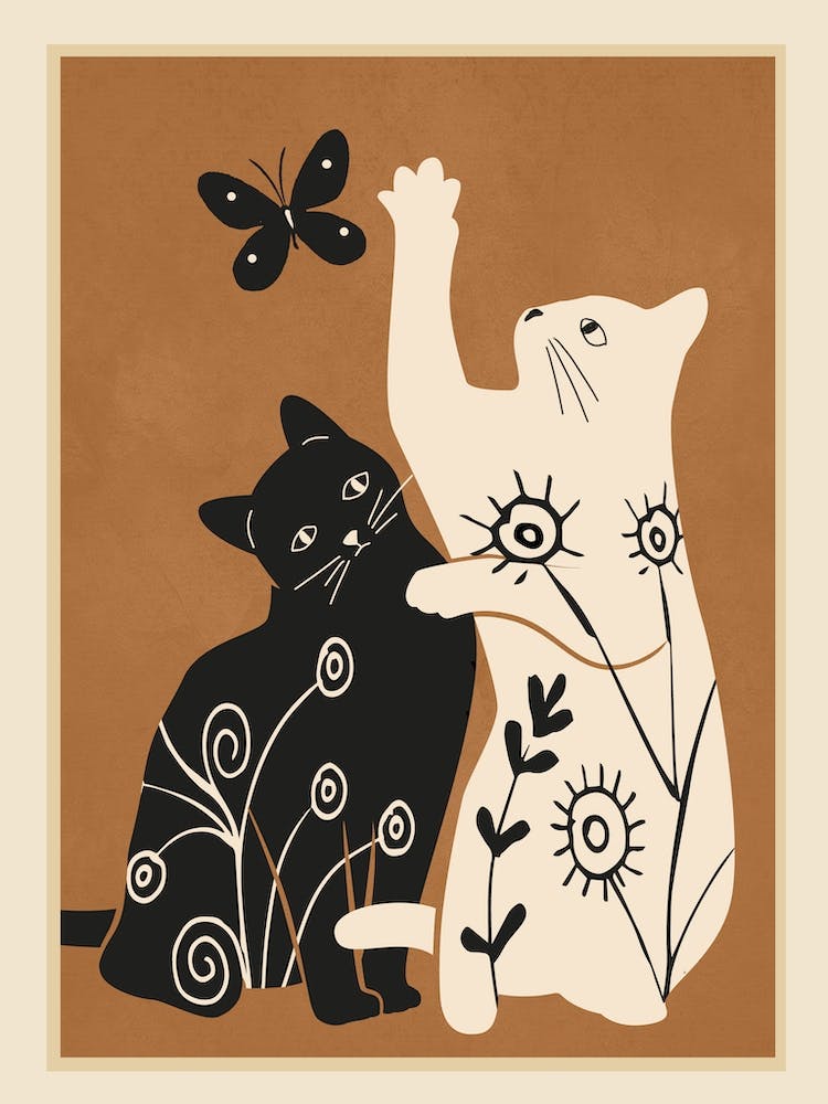 Abstract Floral Cats 2
