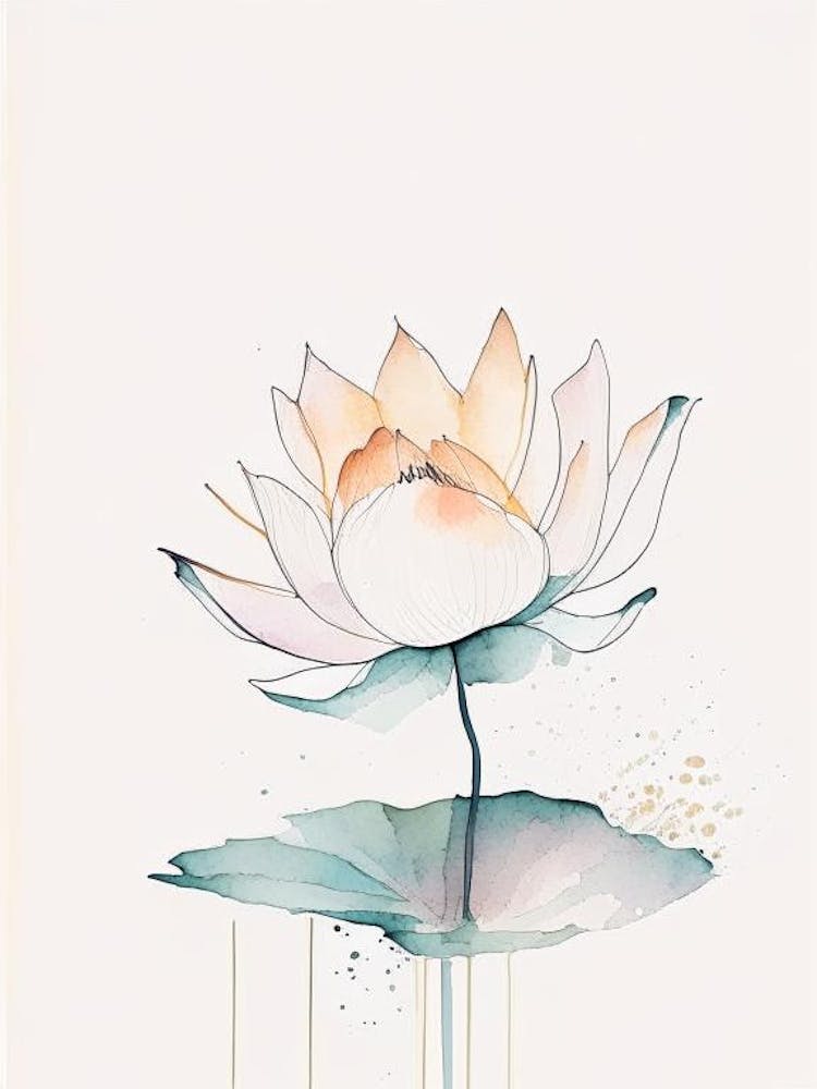 Lotus Flower Petals Minimal Watercolour 4