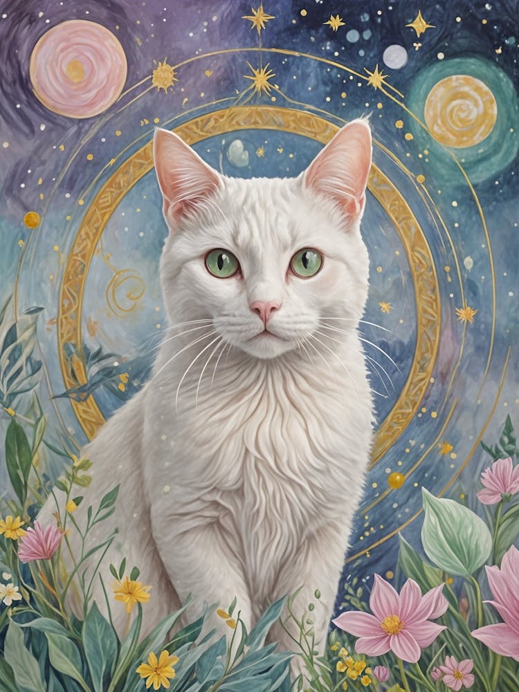 White Cat In The Cosmic Garden