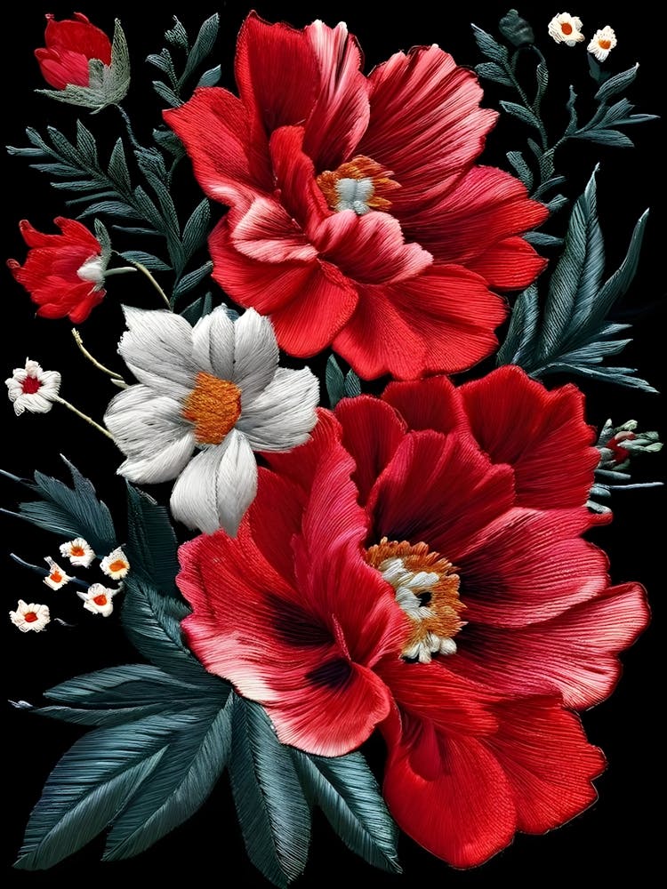 Special Red Floral Art