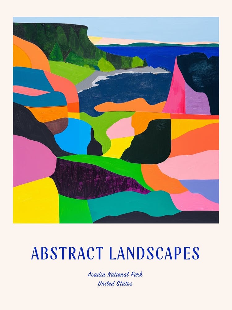 Colourful Abstract Acadia National Park Usa 6 Poster Blue