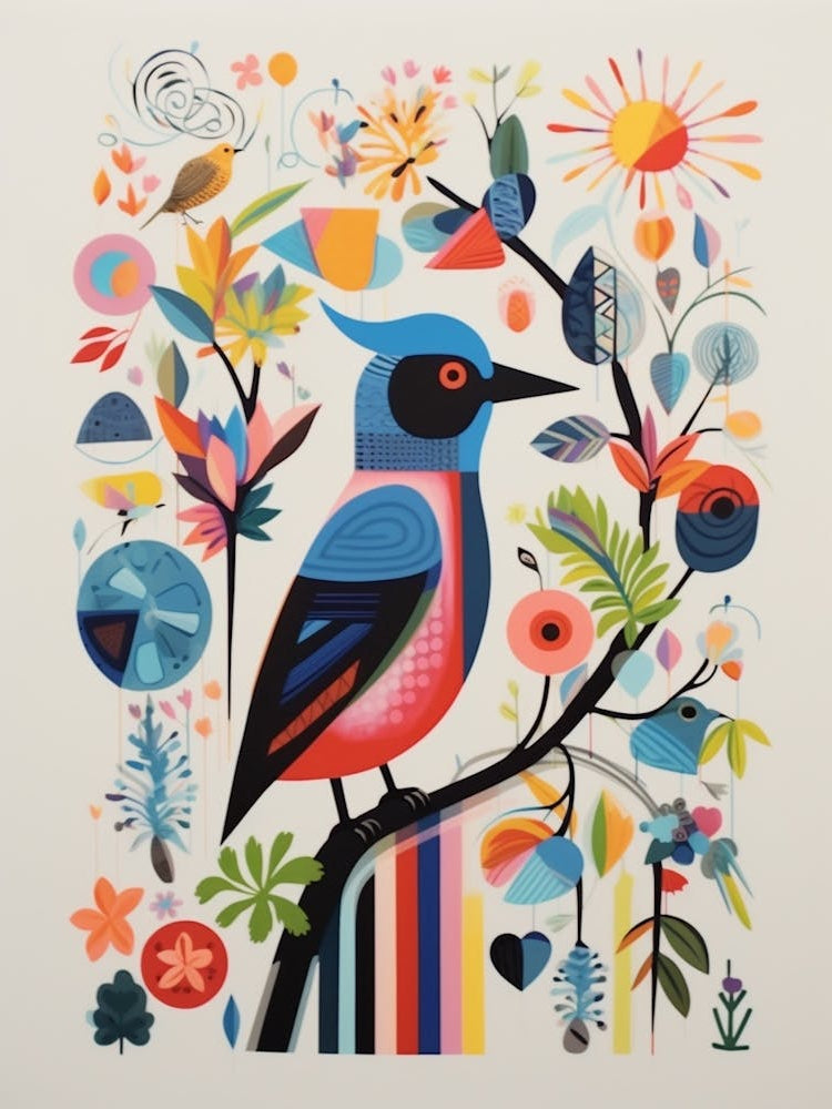 Colourful Scandi Bird Lark 1