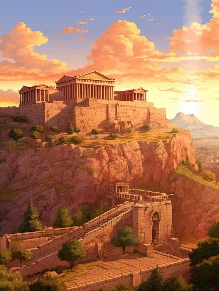 Acropolis Of Athens Pixel Art 4
