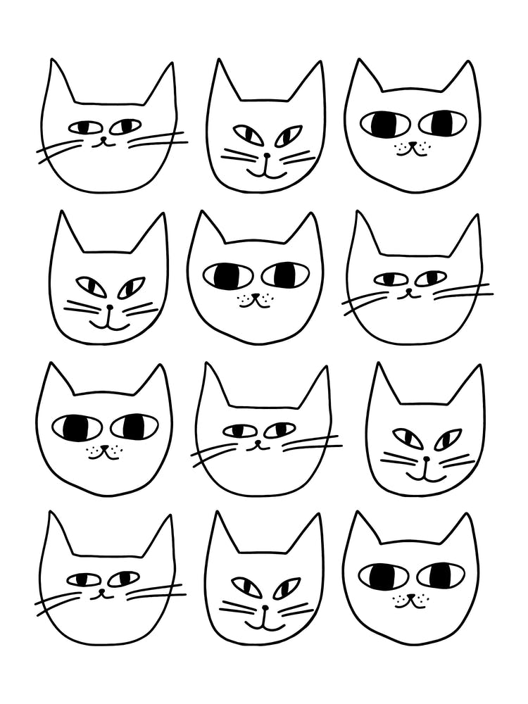 Doodle Cats Pattern Cute Illustration