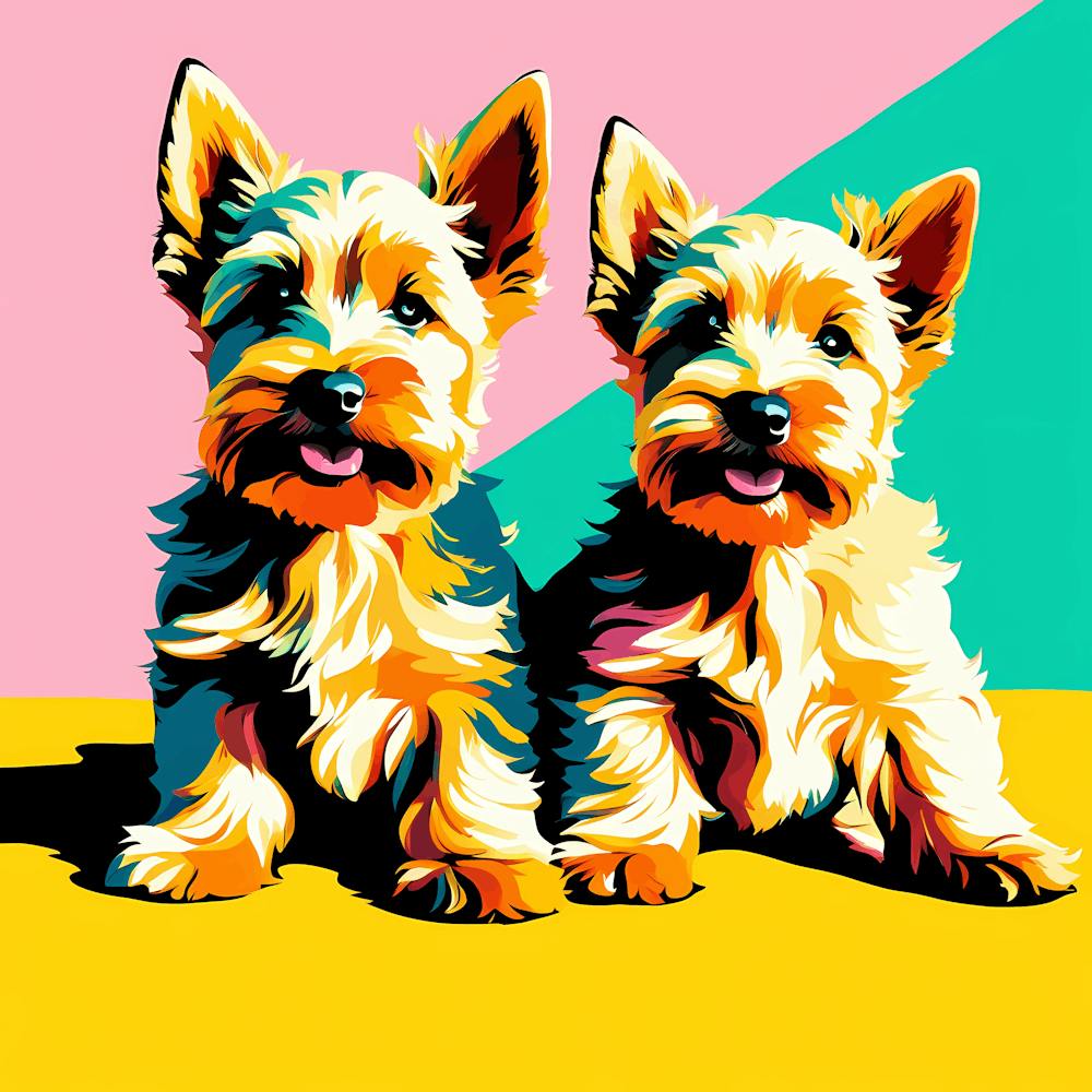 Scottish Terrier Pups, This Contemporary art brings POP Art and Flat Vector Art Together, Colorful Art, Animal Art, Home Decor, Kids Room Decor, Puppy Bank - 137th