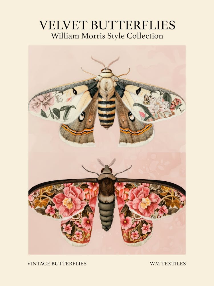 Velvet Butterflies Collection Vintage Butterflies William Morris Style 2